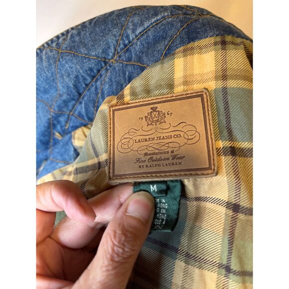 LAUREN JEANS CO Ralph Lauren Quilted Button Up Collar Blue Denim Jacket Womens - Picture 5 of 6